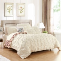 Rahab 10 or 8 Piece Reversible Comforter Set Complete Bed in a Bag Pintuck Pleated and Aztec