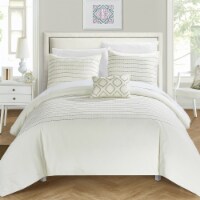 Bea 4 Piece Duvet Cover Set Elegant Stitched Embroidered Design Zipper Closure Bedding -