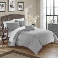 Bea 4 Piece Duvet Cover Set Elegant Stitched Embroidered Design Zipper Closure Bedding -
