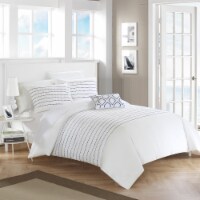 Bea 4 Piece Duvet Cover Set Elegant Stitched Embroidered Design Zipper Closure Bedding -