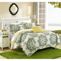 Mirador 4- or 3-Piece Reversible Printed Microfiber Quilt Set, Mult. Colors yellow full/queen