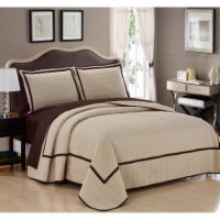 Chic Home 7 Piece Halrowe Hotel Collection 2 tone banded Quilted Geometrical Embroidered,