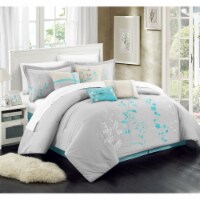 Brooke 8-Piece Embroidered Bed Comforter Set turquoise king