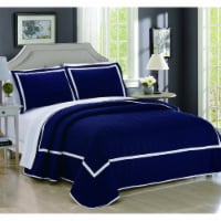 3 or 2 Piece Halrowe Hotel Collection 2 tone banded Quilted Geometrical Embroidered Quilt