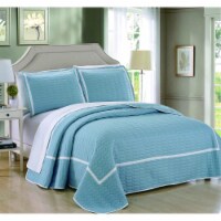 3 or 2 Piece Halrowe Hotel Collection 2 tone banded Quilted Geometrical Embroidered Quilt