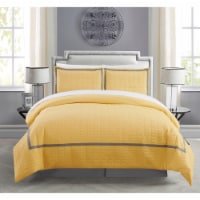 Dawn 2 Piece Duvet Cover Set Hotel Collection Two Tone Banded Print Zipper Closure Yellow