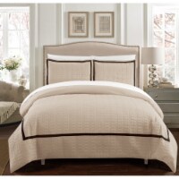 Dawn 2 Piece Duvet Cover Set Hotel Collection Two Tone Banded Print Zipper Closure Beige