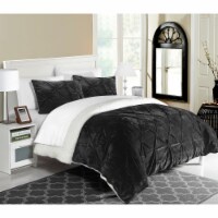 Aurelia Pinch Pleated Ruffled and Pintuck Sherpa Lined black twin x-long