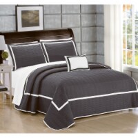 8 Pc. Neal Hotel Collection 2 Tone banded Geometrical Embroidered, Quilt in a bag, Includes