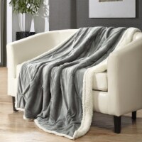 Chic Home Alejandro Throw Blanket Cozy Super Soft Ultra Plush Micromink Sherpa Backing Grey