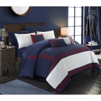 Chic Home 10 Piece Annabel Supersoft Oversized pieced color block banding collection Bed In a