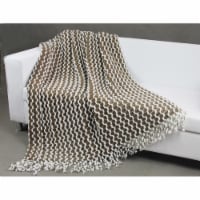 Olney Two Tone Chenille finished Acrylic throw blanket with ribbon insertion 50x60 Brown