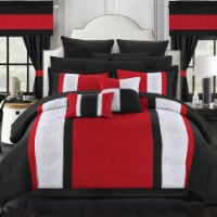 24 Piece Marlington Complete Pin tuck Embroidery bedding Comforter Set red king