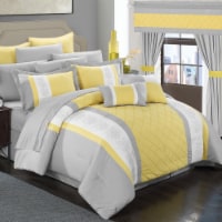 24 Piece Marlington Complete Pin tuck Embroidery bedding Comforter Set yellow queen