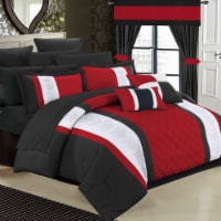 24 Piece Marlington Complete Pin tuck Embroidery bedding Comforter Set red queen