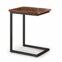 Simpli Home Skyler 20 Metal C Side Table with Wood Top in Dark Cognac Brown
