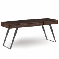 Simpli Home Lowry 72 Solid Wood Writing Desk in Distressed Charcoal Brown