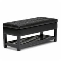 Simpli Home Cosmopolitan Storage Ottoman Bench with Open Bottom - Faux Leather