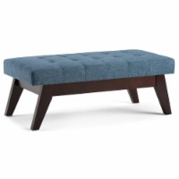 Simpli Home Draper Mid Century Tufted Ottoman Bench - Denim Blue