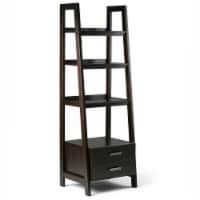 Ladder shelf on sale with bottom drawer