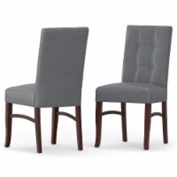 Simpli Home Ezra Dining Chair in Stone Gray Faux Leather (Set of 2)