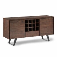Simpli Home Lowry 60 Solid Wood Wine Rack Buffet in Distressed Charcoal Brown