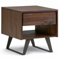 Simpli Home Lowry 1 Drawer End Table in Distressed Charcoal Brown