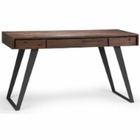 Simpli Home Lowry Solid Acacia Wood Desk in Distressed Charcoal Brown