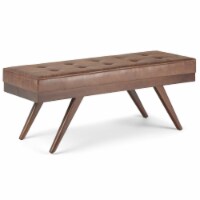 Simpli Home Pierce Distressed Mid-Century Ottoman Bench - Umber Brown
