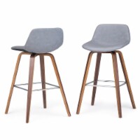 Randolph Modern wood Counter Height Stool (Set of 2) in Stone Gray Faux Leather
