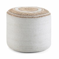 Simpli Home Serena Boho Round Braided Pouf in Natural Cotton