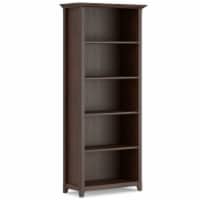 Simpli Home Amherst Solid Wood 5 Shelf Bookcase in Russet Brown