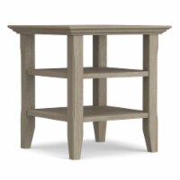 Simpli Home Acadian Wood 19 Square Transitional End Table in Gray