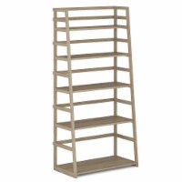 Simpli Home Acadian Wood 63 x 30 Transitional Ladder Shelf Bookcase in Gray