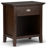 Simpli Home Acadian Wood 24 Transitional Bedside Nightstand Table in Brunette Brown