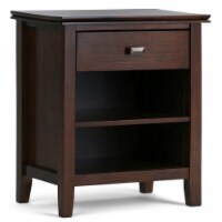 Simpli Home Artisan Wood 24 Transitional Bedside Nightstand Table in Russet Brown