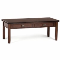 Simpli Home Artisan Wood 46 Rectangle Transitional Coffee Table in Russet Brown