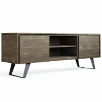Simpli Home Lowry 63 Solid Acacia Wood TV Media Stand in Gray