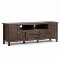 Simpli Home Warm Shaker Wood 72 Transitional TV Media Stand in Russet Brown For TVs up to