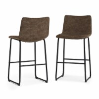 Warner Bar Stool (Set of 2) Distressed Brown Distressed Vegan Leather