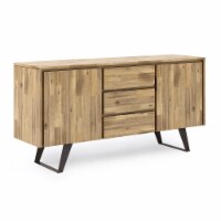 Simpli Home Lowry Solid Acacia Wood Sideboard Buffet in Golden Wheat