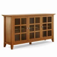Simpli Home Acadian Wood 62 Transitional Cabinet in Light Golden Brown