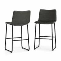Warner Bar Stool (Set of 2) Distressed Charcoal Grey Distressed Vegan Leather