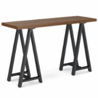 Sawhorse 50 inch Wide Solid Walnut Veneer and Metal Console Sofa Table