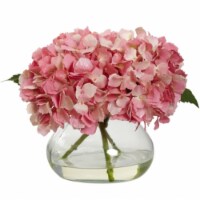 Nearly Natural 1356-PK Blooming Hydrangea With Vase - Pink