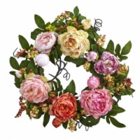 Nearly Natural 4537 20 in. Mixed Peony & Berry Wreath