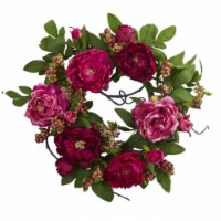 Nearly Natural 4538 20 in. Peony & Berry Wreath