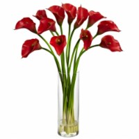 Nearly Natural 1187-RD Mini Calla Lily Silk Flower Arrangement - Red