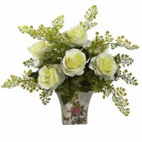 Rose & Maiden Hair w/Floral Planter Red