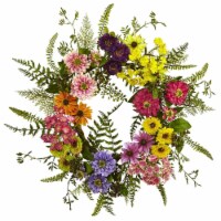 Nearly Natural 4581 22 in. Mixed Flower Wreath